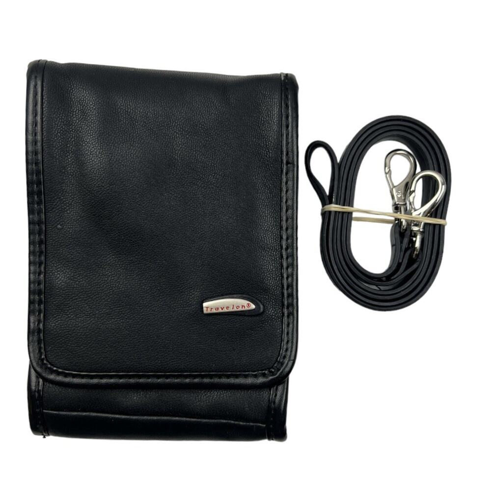 Travelon Leather Crossbody Purse Black Credit Card Belt Loop Boarding Pass Slot - Picture 1 of 16